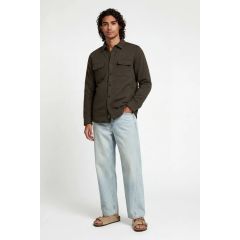 virgil quilted overshirt brown mens lightweight jacket press stud cotton polyester