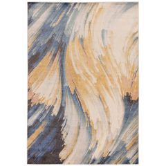 Viva Swirl Brushstroke Blue/Gold Rug 200 x 275 cm