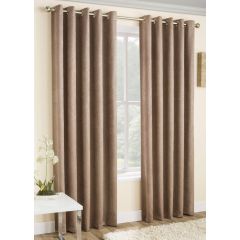 Vogue Woven Eyelet Curtains Latte by Enhanced Living