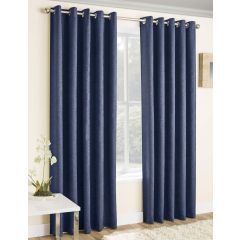 Vogue Woven Eyelet Curtains Navy by Enhanced Living