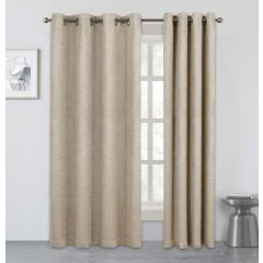 Waves Thermal Triple Weave Eyelet Curtains in Natural