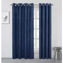 Waves Thermal Triple Weave Eyelet Curtains Navy