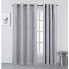 Waves Thermal Triple Weave Eyelet Curtains in silver with embossed wave design and thermal room-darkening fabric