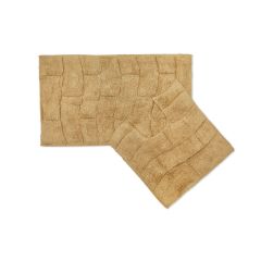 Waves Pure Cotton Jacquard 2 Piece Bath Mat Set Beige