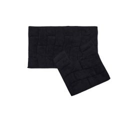 Waves Pure Cotton Jacquard 2 Piece Bath Mat Set Black