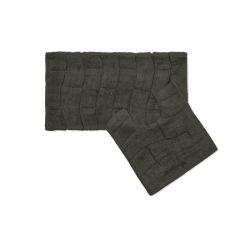 Waves Pure Cotton Jacquard 2 Piece Bath Mat Set Charcoal