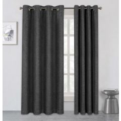 Waves Thermal Triple Weave Curtains Eyelet Charcoal