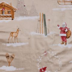 Christmas PVC Oil Cloth Waving Santa Gold 6272-03 - Sold by the Metre