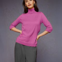 Women's Knitted Polo Sweater Pink