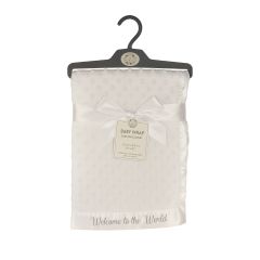 Baby blue knit blanket 75x100cm with soft tufted polka dot design