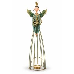 Nozy Fairy Metal Lantern | Green & Gold Decorative Candle Holder