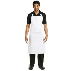 White Bib Apron with Pocket 103-004