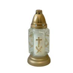 White Grave Candle Gold Lid