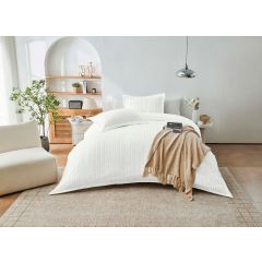 Hyde Tufted Stripe White Duvet Cover Set 