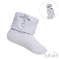 White Christening Socks Blue Cross at Guineys Ireland