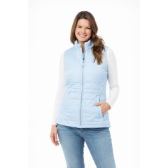 women light blue quilted gilet with zip fastening and side pockets