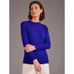 Women's Round Neck Knitted Sweater Blue at Guineys Ireland