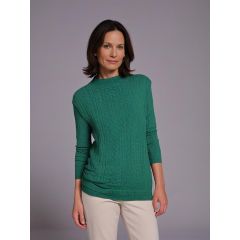 Women's Round Neck Knitted Sweater Green at Guineys Ireland