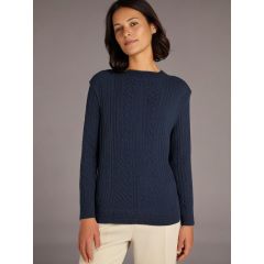 Women's Round Neck Knitted Sweater Navy at Guineys Ireland