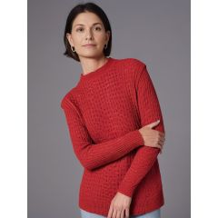 Women's Round Neck Knitted Sweater Red at Guineys Ireland