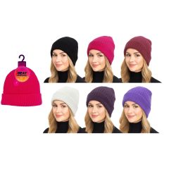 Heat Machine thermal beanie hat assorted colours on female model