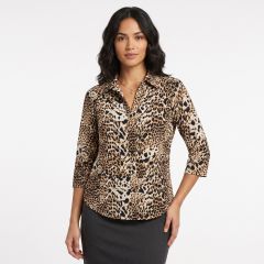 Women's 3/4 Sleeve Cotton Blouse Animal Print 026202