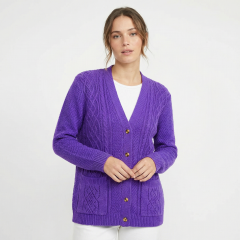 model wearing the Women’s Textured Knit Cardigan Purple
