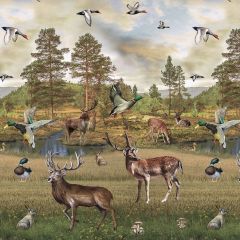 Woodland Deer Wildlife Oilcloth Tablecloth