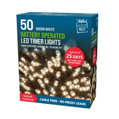 50 Warm White LED Timer Lights