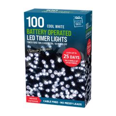 100 White LED Timer Lights