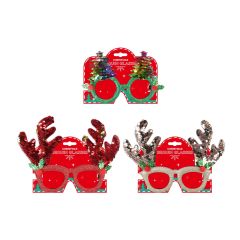 Glitter Sequin Christmas Novelty Glasses - Assorted