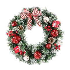 Snowy Candy Pine Wreath 40cm