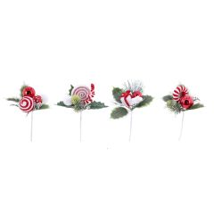 Snowy Candy Christmas Pick 18cm Assorted