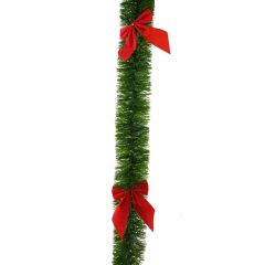 Green Tinsel with Red Bows 2m