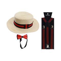 Classic Boater Hat and Braces Set