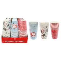 Christmas Paper Cups 250ml 8 Pack - Assorted