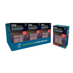 200 Battery Operated Curtains Lights Multicoloured