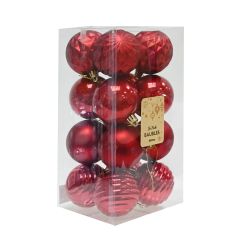 16 Pack 60mm Red Baubles Christmas Decorations