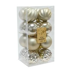 16 Pack 60mm Cream Baubles Christmas Decorations