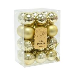 24 Pack 40mm Champagne Baubles Christmas Decorations