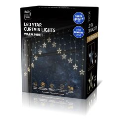 Cool White LED Star Curtain Lights 120 x 80cm