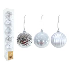 Silver Christmas Baubles 80mm - 6 Pack