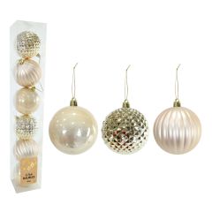 Champagne Christmas Baubles 80mm - 6 Pack