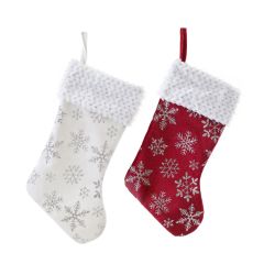 Velvet Glitter Snowflake Christmas Stocking - Assorted
