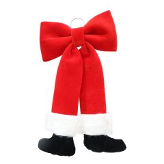 Christmas Velvet Bow Santa Legs 38x70cm