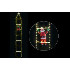 Warm White LED Ladder with Climbing Santa 200cm
