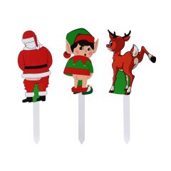 Funny Peeing Christmas Character Garden Stake 40cm - Assorted