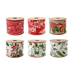 Vintage Glitter Christmas Ribbon 63mm x 2.7m - Assorted