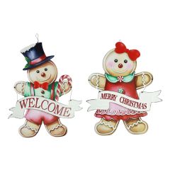 Metal Gingerbread Hanging Sign 39 x 50cm - Assorted