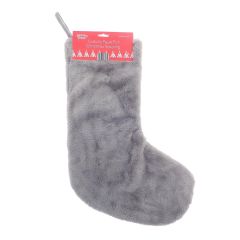 Luxury Faux Fur Christmas Stocking Grey